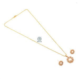 Gold Plated Neysa Pearl CZ Designer Pendant Set for Bridal and Festival - Product Image 5