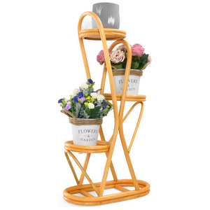 Estante organizador de macetas de jardín, soporte ecológico para macetas de ratán, estante de madera para interiores al por mayor para macetas - Product Image 3