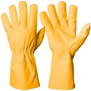 High Quality Cowhide Grain Leather <b>Driver</b> Safety <b>Gloves</b> Soft Comfortable Breathable Anti-Slip Anti-Static Abrasion Heat - Product Image 4