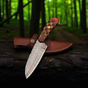 Cuchillo de Acero de Damasco de Alta Gama, el Mejor Diseño, Mango Personalizable, Cuchillo de Caza y Desollado Hecho a Mano con Funda Fina - Product Image 1