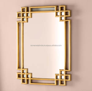 Miroir mural carré classique plaqué or abordable pour salle de bain, design élégant en métal pour restaurant - Product Image 2