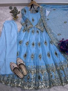 Conjunto de Vestido y Dupatta de Georgette Bordado de Diseño Indio, Tendencia en Moda, para Mujer, Ropa Tradicional para Bodas y Fiestas, Último Modelo Exclusivo - Product Image 5