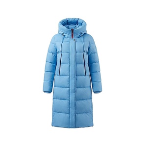 Hooded long Quilted Waterproof <b>Bubble</b> Jacket Black Full Sleeve Winter Windproof Cotton Shell Knitted Fabric Polyester Filling - Product Image 1