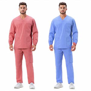Men's High Quality 100% Polyester Twill <b>Scrubs</b> Jogger Pants <b>Top</b> Uniform Set Modern Medical Hospital Workwear Custom Nursing Suit - Product Image 2