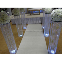 Lustre suspendu décoratif de table de mariage en aluminium argenté et cristal, centre de table de luxe pour événements et fêtes, taille personnalisée Shah Fast