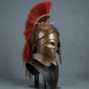 Medieval Anteque Centurion Greek <b>Spartan</b> Mild Steel Helmet with Red Horsehair Crest Handmade for Reenactment Halloween and Ester - Product Image 2