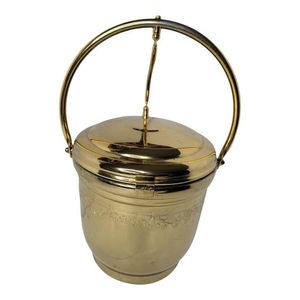 Seau à glace vintage en laiton, rond, en métal, avec poignée, résistant à la rouille, décoratif, pour usage domestique ou en bar, sans danger pour les aliments. - Product Image 1