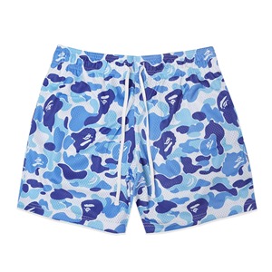 <b>Men</b> Blue Camouflage Print Swim <b>Trunks</b> With Drawstring Regular Fit Woven Polyester Shorts - Product Image 1