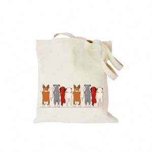 Sac fourre-tout en toile avec motif de ballons et de teckel de dessin animé, fermeture à cordon, sac de shopping pour usage quotidien, taille moyenne - Product Image 3
