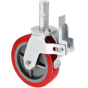 Set di 4 Ruote Girevoli per Ponteggi Resistenti da 8 Pollici, 1450 kg per Set con Freno a Stelo Bloccabile, Ruote in Polietilene Rosse - Product Image 6