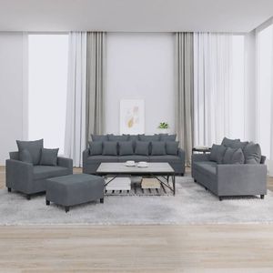 Juego de Sofás de Terciopelo Gris Oscuro 100% Poliéster para Sala de Estar con Textilene Metálico y Madera Contrachapada - Product Image 1