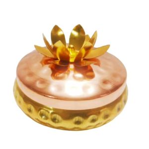 Premium Metal Dry Fruit Box Hammered Gold Finish Container with Decorative Lotus Lid Modern Home Decor <b>Kitchen</b> <b>Storage</b> <b>Jar</b> - Product Image 1