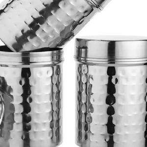 Stainless Steel Spice Jars <b>Set</b> with Hammered Finish Durable Metal <b>Canisters</b> for Kitchen Storage - Product Image 5