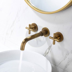 Robinet de salle de bain mural en laiton chromé à double poignée pour bain et douche, vente en gros - Product Image 4