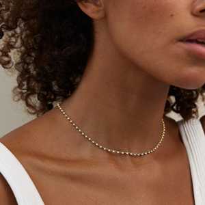 14k 18k Solid Gold Round Lab Grown Diamond Tennis <b>Choker</b> Necklaces Dainty Prong Set Adjustable 16 Inches Layering Band Wholesale - Product Image 2