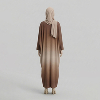 Vente en gros OEM Robe Abaya Hijab Modeste Droite Unie pour Femme 100% Soie Mousseline Broderie Bouton Taille Naturelle Vintage
