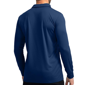 Polo de Punto de Manga Larga para Hombre, Color Sólido, Corte Casual, Azul Marino - Product Image 2