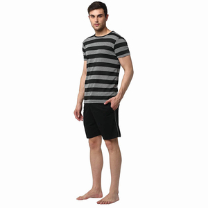 Ensemble chemise et short décontracté respirant pour homme, couleur unie, pour jeunes, impression numérique personnalisée, en tissu délavé - Product Image 4