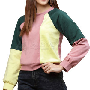 <span class=keywords><strong>Felpa</strong></span> Invernale Casual a Maniche Lunghe in Misto Cotone, Girocollo, Rosa Verde Giallo, per <span class=keywords><strong>Donna</strong></span> - Product Image 4