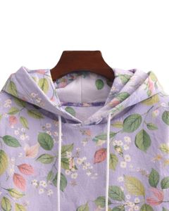 Sudadera con Capucha para Mujer con Estampado Floral de Lavanda, Felpa de Algodón, Estilo Casual, Fabricante Personalizado, Proveedor Mayorista de Ropa Urbana - Product Image 5