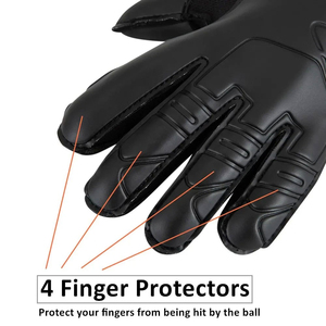 Gants de gardien de but de football tendance, à doigts complets, antidérapants, respirants, en PU, unisexes, avec fermeture auto-agrippante, noirs, écologiques - Product Image 4