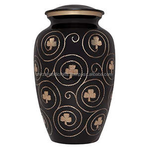 Urna de cremación artesanal de latón rojo y aluminio con libélulas doradas estilo americano - Product Image 3