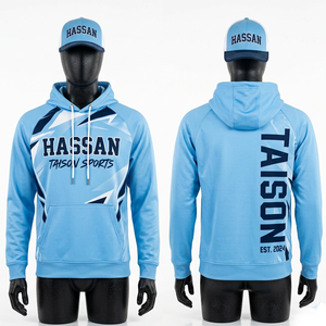 Sweat à capuche d'entraînement en molleton de coton et polyester de qualité supérieure, bleu marine, rose et blanc, design à panneaux, pour hommes - Product Image 5