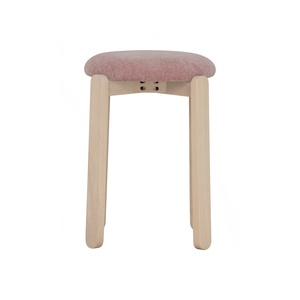 Contemporary <b>Adjustable</b> Portable Stackable Upholstered <b>Stool</b> with White Wash Beech Wood Legs for Apartment and Villa Footrest - Product Image 2