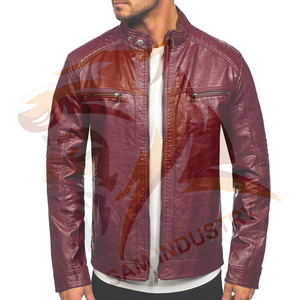 Veste d'hiver en cuir pour homme de haute qualité, prix de gros, col montant, couleur unie - Product Image 5