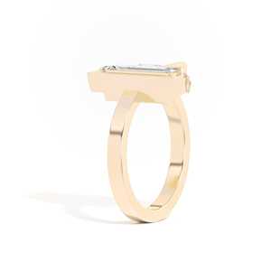 Bague de mariage personnalisée en or 10k 14k 18k avec diamant de laboratoire taille coussin de 0,8 carat et pierres latérales taille baguette – Fabricant de bijoux - Product Image 2