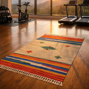 Tapis/chemin de table moderne en coton fait main, lavable en machine, réversible, épaisseur personnalisable, motif floral pour la maison et les voyages - Product Image 3