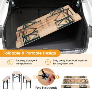 Ensemble de 3 tables de pique-nique pliantes en bois pour l'extérieur et le jardin - Product Image 6