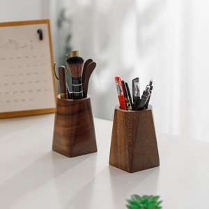 Porte-stylos en bois de noyer, 5 styles d'organisateurs de bureau pour le bureau et la maison, logo personnalisable - Product Image 3
