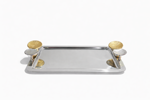 Metal Marble & Wood Contemporary Round Serving Tray/<b>Platter</b>-Eco-Friendly <b>Disposable</b> Party <b>Platter</b> - Product Image 3