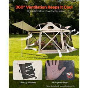 Gazebo Pop-up 15 x 15 piedi con Zanzariera, Montaggio Rapido, Tetto Rimovibile, Design Sferico a 13 Lati, Tenda da Campeggio con Borsa per il Trasporto, Riparo Solare - Product Image 6