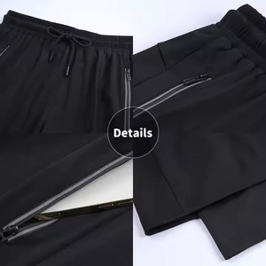 New Top Quality Men Solid Black Quick Dry Sport Shorts With Zipper Pockets <b>Mid</b> Waist Drawstring Bermuda Style Polyester Shorts - Product Image 3
