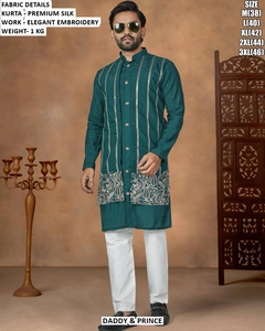 DADDY & PRINCE Boys <b>Black</b> Silk <b>Kurta</b> With Elegant Embroidery Ankle-Length Traditional Wear <b>For</b> Wedding All Seasons - Product Image 5