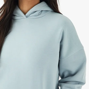 Women's Casual <b>Winter</b> Knitted Crop <b>Top</b> Hoodie with Front Logo Long Sleeves Fleece Warm Sportswear-Custom Printed - Product Image 4
