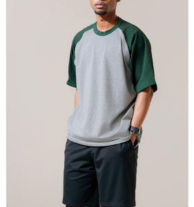 Custom Logo Unisex Custom O-Neck <b>T</b>-<b>Shirt</b> 100% Cotton Solid Pattern <b>Raglan</b> Sleeves Casual Oversized Fit 280g Knitted Men's - Product Image 5