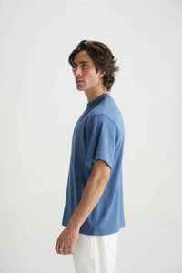 Men's O-Neck T-Shirt Plain Polyester Jersey Long Sleeve Custom <b>Logo</b> Casual Summer Tee Shirts Knitted Heavyweight Loose Fit 320g - Product Image 4