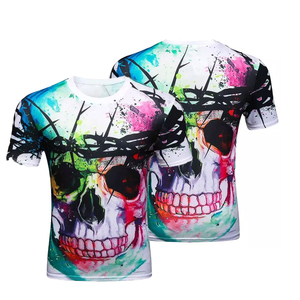 Camiseta de poliéster transpirable de secado rápido con estampado de calavera 3D de acuarela para hombre, ajuste delgado, sublimación, tendencia 2026 - Product Image 3