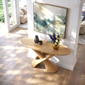 Modern Solid Wood <b>Console</b> <b>Table</b>| Entryway wooden furniture With Pedestal Base Handmade Entryway Furniture <b>For</b> Living Room - Product Image 4
