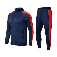Ensemble de survêtement sportif décontracté pour homme, personnalisé, uni, veste zippée intégrale, pantalon de jogging, séchage rapide, 100% polyester, pour la salle de sport, la course à pied, le football