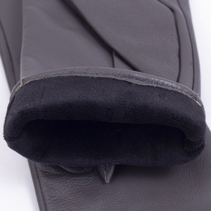 Guantes de cuero genuino a la moda con lazo, guantes de invierno con forro cálido ultrasuave para mujer - Product Image 4