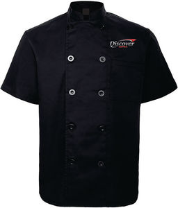 เสื้อเชฟแบบยูนิเซ็กซ์ ผ้าโพลีเอสเตอร์ สำหรับร้านอาหาร ชุดทำงานในครัว ทนทาน พิมพ์ลายด้วยความร้อน ผ้าทอ แขนสั้น - Product Image 2