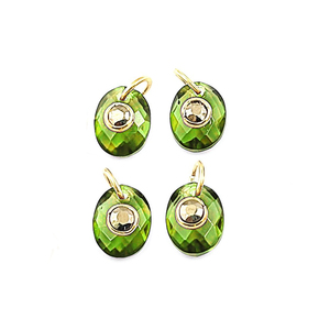 Abalorios de Labradorita Ovalados de 10x8mm con Doble Piedra, Chapados en Oro sobre Plata 925, con Anillo de Salto, Abalorios de Labradorita para Joyería Curativa - Product Image 2