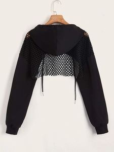 เสื้อฮู้ดดี้ลายพิมพ์ Super Crop Sports สไตล์สตรีทสำหรับฤดูใบไม้ร่วง ระบายอากาศได้ดี สวมใส่สบาย ทรงหลวม ไหล่ตก คอฮู้ดแบบโปร่งด้านหน้า - Product Image 6