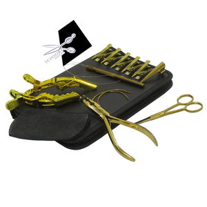 Gold Stainless Steel Strong Hold <b>Hair</b> <b>Extension</b> Pliers Kit Non Slip Grip Tools Micro Loop Weave <b>Braiding</b> Set Zipper Case - Product Image 1