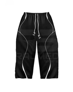 Unisex Black Sporty Tracksuit Full Sleeve Hooded Zipper Jacket and Drawstring Pants Lightweight Polyester/Nylon Spring Adult - Product Image 4