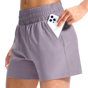 Shorts pour femmes, taille haute, vêtements de sport, tenue d'été pour la salle de sport, ceinture élastique avec poches, shorts de course pour femmes - Product Image 1